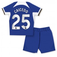 Fotbalové Dres Chelsea Moises Caicedo #25 Dětské Domácí 2023-24 Krátký Rukáv (+ trenýrky)